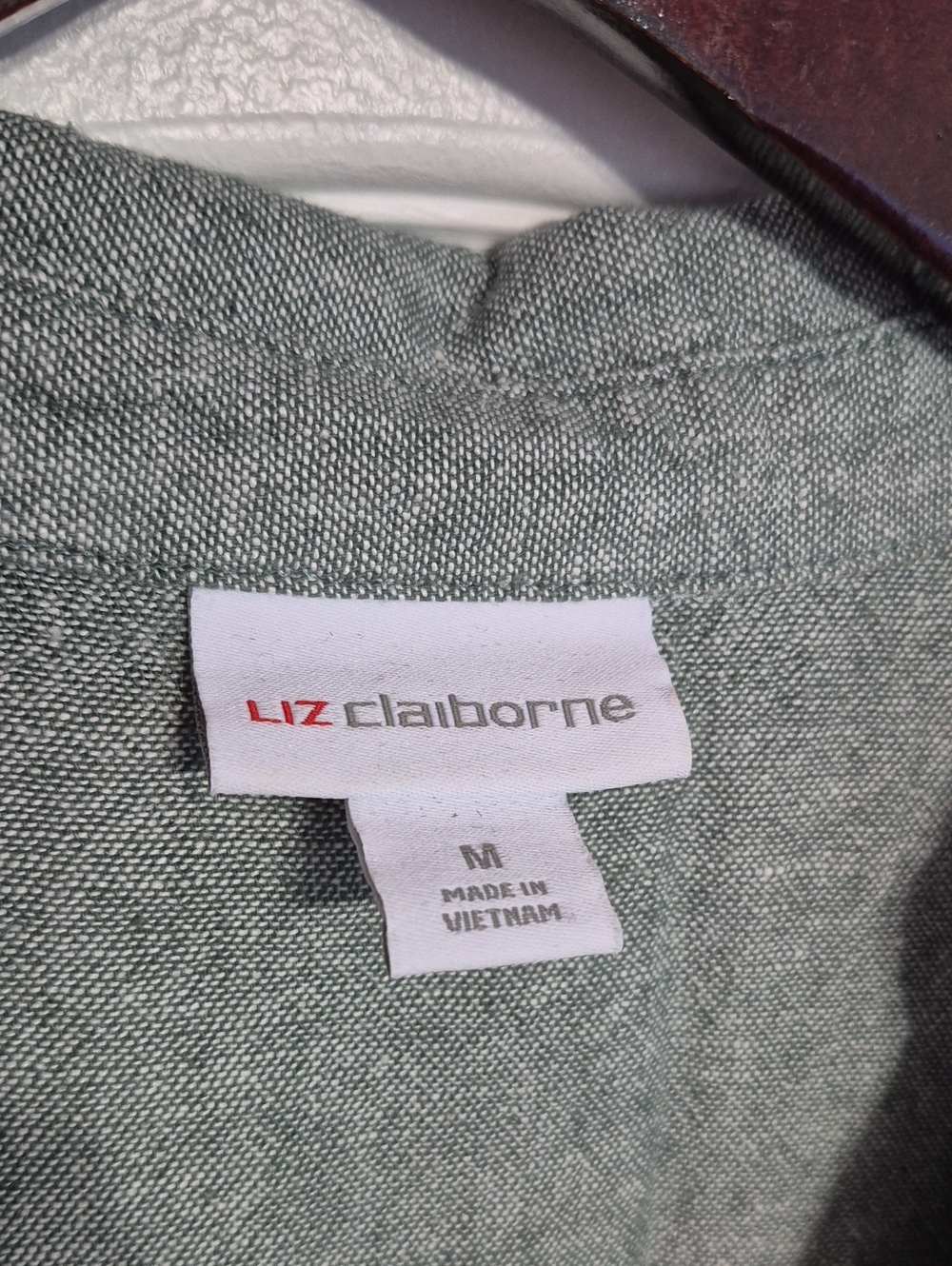 LIZ CLAIBORNE Sleeveless Collared Linen Maxi Dress in Heathered Sage Green - Picture 6 of 7